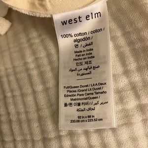 West Elm Queen Gauze White Duvet Cover